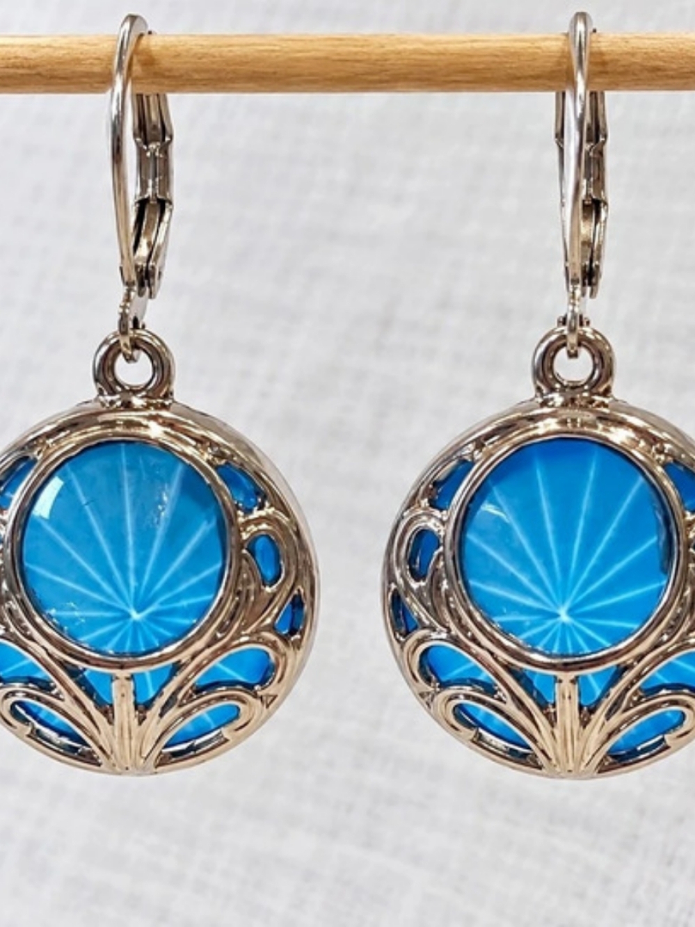 Blue & Silver Dangle Earrings Like New